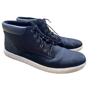 Timberland Groveton 13.5 Black Leather Canvas Sneaker Chukka Boots Black